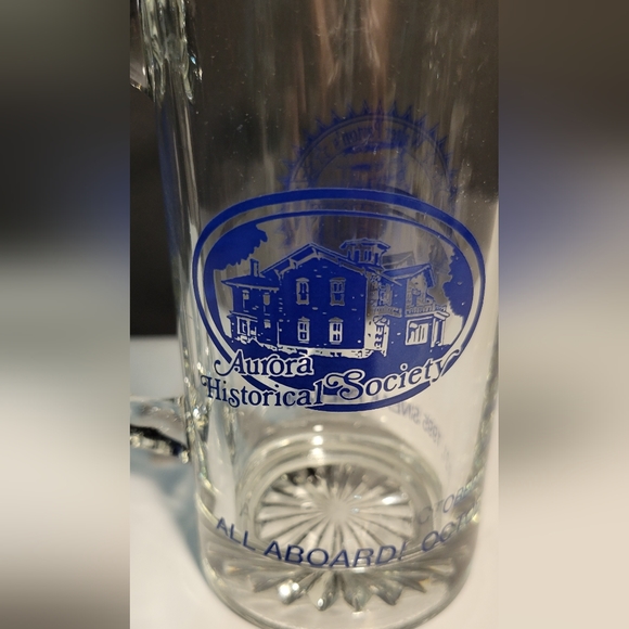 Glass Beer Mug With Handle 1995 Aurora Historical Society - Picture 3 of 8